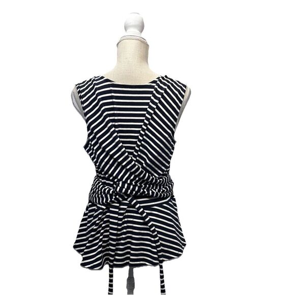 J Crew Stripe Peplum Tank Top Navy White Cotton Nautical Large H7755 - Picture 5 of 11